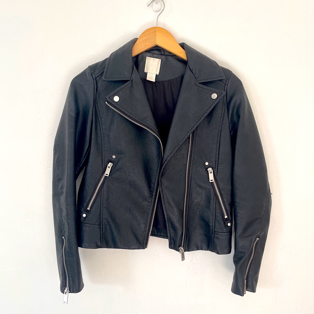 Black Faux Leather Biker Jacket